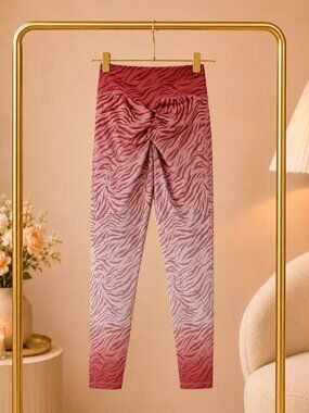 NoireBlanc M Pink Zebra Gradient High Waist Leggings Animal Print Activewear NB